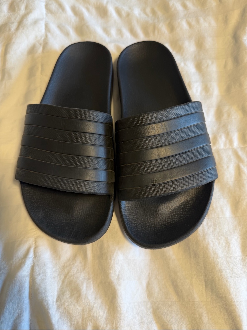 adidas Black Slide Sandals with Textured Strap